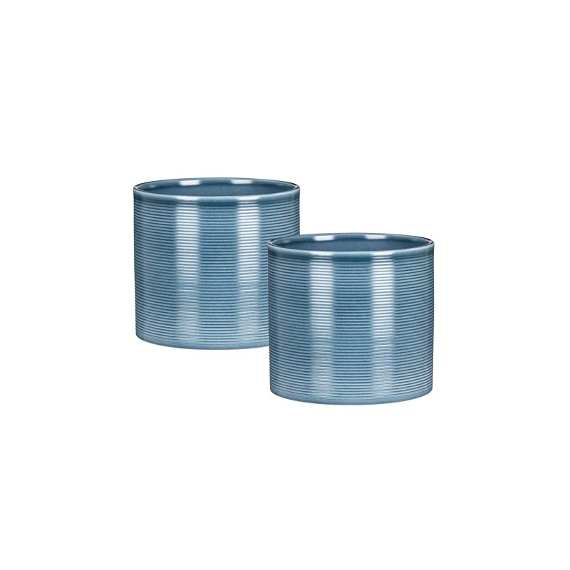 Scheurich Set of 2 Ceramic Flower Pots, Colour: Blue Jeans,