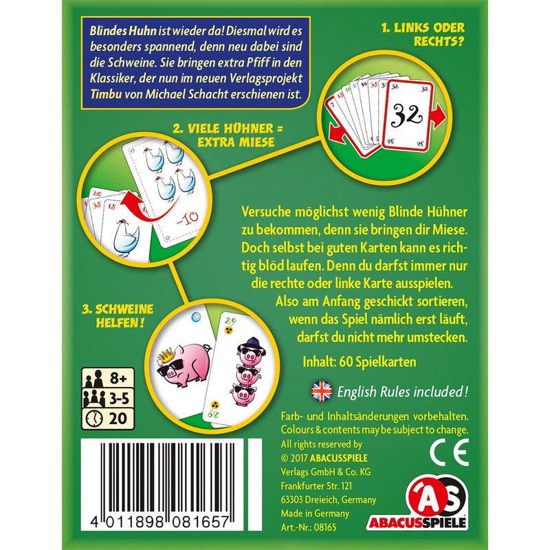 ABACUSSPIELE 08165 - Blindes Huhn extrem, Kartenspiel
