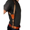 Barsony Saddle Tan Leather Cross Harness Vertical Shoulder Holster for