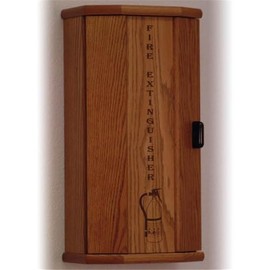 Pemberly Row 10 lbs Engraved Fire Extinguisher Cabinet in Medium Oak