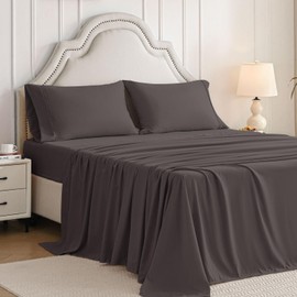 Swiftify Queen Sheet Set, 4 Pieces Hotel Luxury Soft Microfiber Queen Bed Sheets Set, Up to 16" Deep Pockets, Oeko-Tex Sheets with Elastic, Breathable, Wrinkle Free (Dark Gull Gray,Queen)