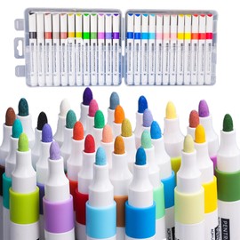 PENTRISTA Acrylic Paint Pens Markers of 24 Colors, Acrylic Paint Markers Medium Tip Point Markers for Rock Painting,Wood,Canvas,Stone,Glass,Ceramic Surfaces, DIY Crafts Making Art Supplies