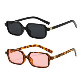 TVSVKWE 2 Pieces Of Retro Rectangular Glasses, Stylish Sunglasses, Women'S Accessories, Outdoor Supplies.