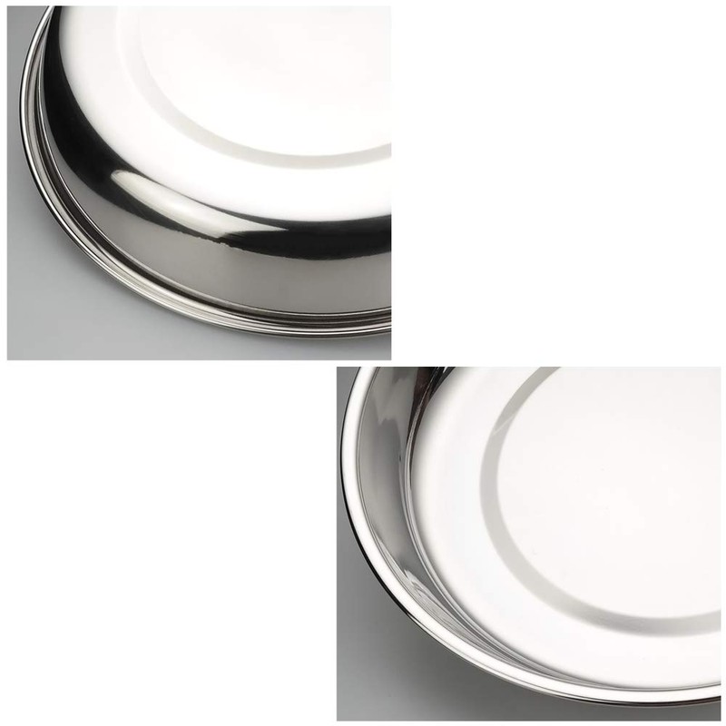 Qskely Stainless Steel Dinner Round Plates, 4 Pack Food Grade