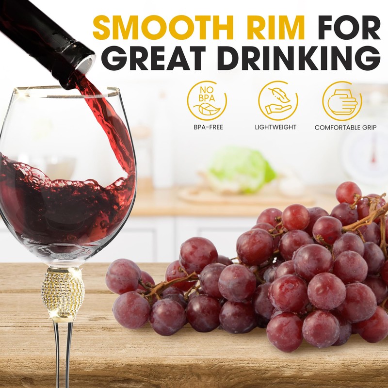 BERKWARE Premium Wine Glasses Set of 6 - Crystal Long