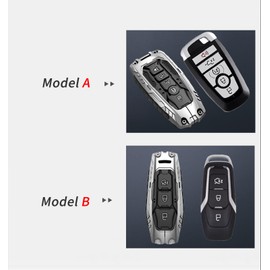 Savzokiw Heavy Metal Key Fob Cover Case Protector for Ford, Keychain, Accessories for Ford Smart Key 3 4 5 Buttons Protector