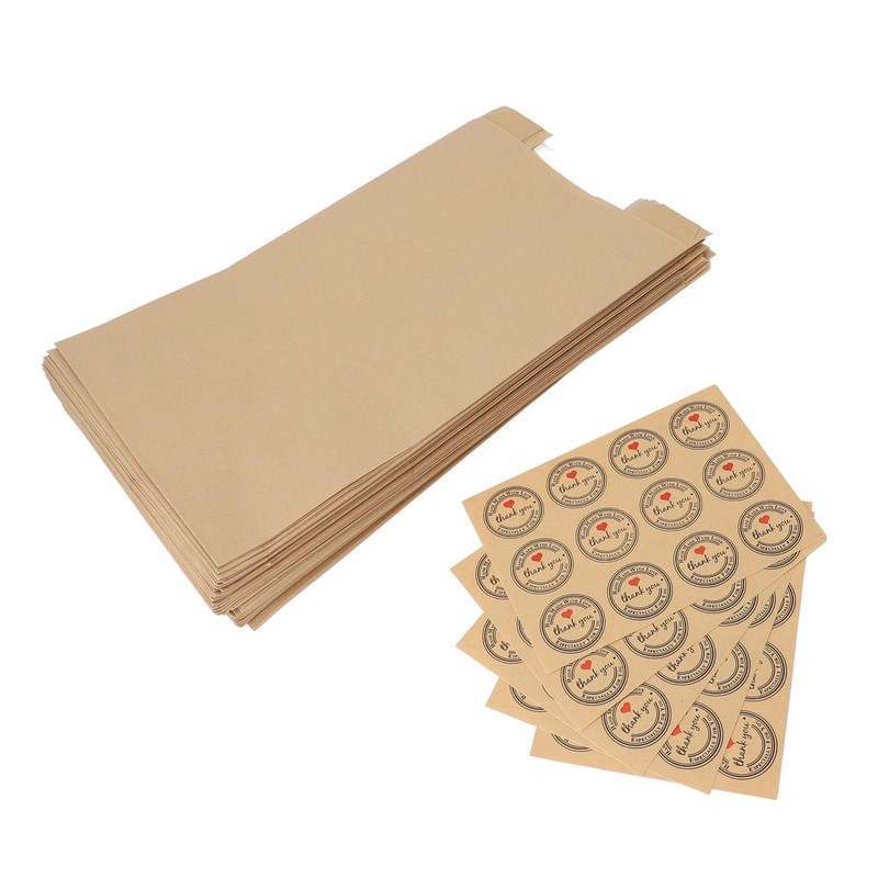 50PCS Bread Bag Kraft Paper Transparent Window Baked Food Packaging