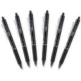 Pilot FriXion Clicker 0.7mm, Erasable Gel Pens, Fine Point, Black Ink, Pack Of 6