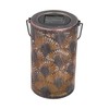 LED Solar Lantern Retro Iron Hollow Portable Warm Light Outdoor