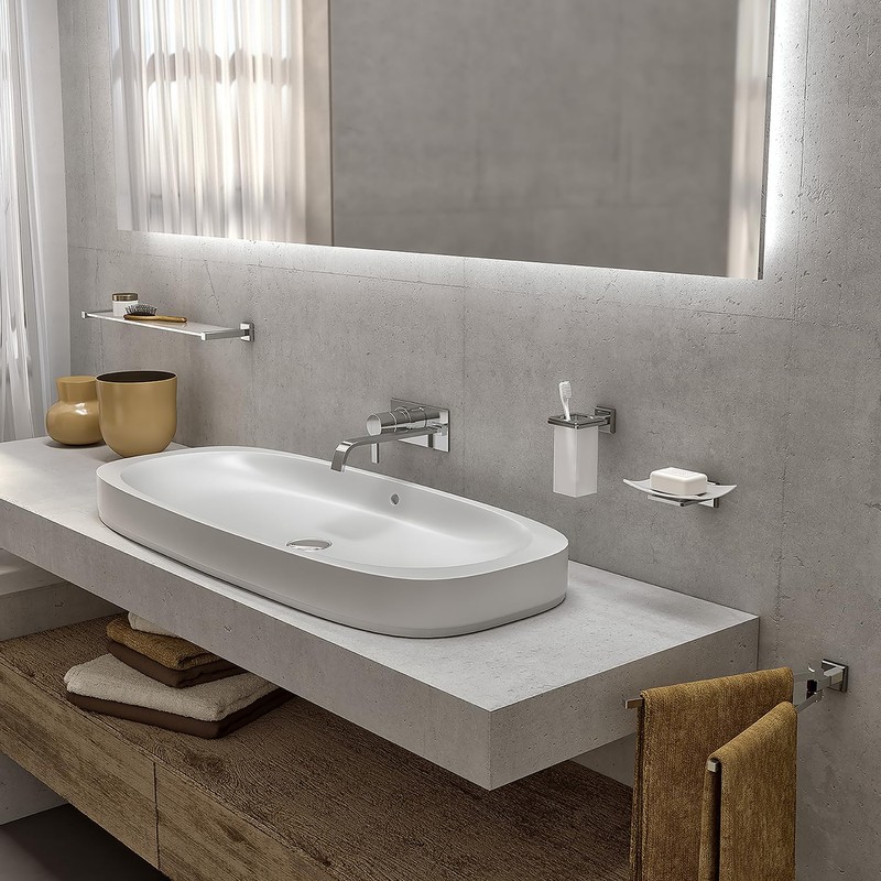 Gedy Colorado Soap Dish, Stainless Steel, Cromall and Frosted Glass,