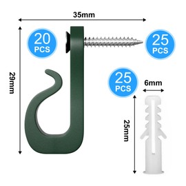 ilauke Pack of 20 Q Hanger, Screw Hooks with Screws, 35 x 29 mm Q Hanger Zinc Alloy Christmas Lighting Hooks for Indoor and Outdoor Home Garden Outdoor Lights New Year Party (Green)