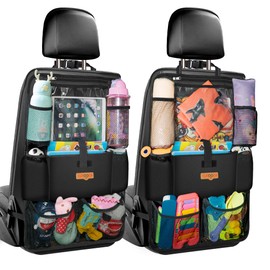 SURDOCA Car Organizers and Storage - Car Seat Organizer with 10.5-inch Clear Tablet Pocket, 4th Generation Backseat Car Organizer with 9 Pockets, Car Accessories for Kids, 2 Pack