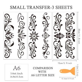 OLYCRAFT 3 Stück/Set Schwarze Ranken Transferfolien Zum Aufreiben Für Möbel Und Kunsthandwerk 30x15cm Spitzen Möbelaufkleber Dekor Vintage Spitzen Transferaufkleber Mit 1 Teiligem Schaber