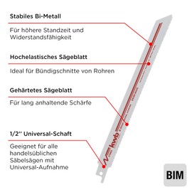 KWB Reciprocating Saw Blades, metal, steel, mild steel, Non-Ferrous metal, Aluminium profiles, tubes, flexible, 5795-00