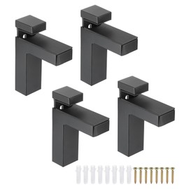 uxcell 4Pcs Glass Shelf Bracket, Glass Shelf Holder Support Wall Mount Powder Coated Adjustable Shelves Clamp for 3-36mm(0.12"-1.42") Glass, Black