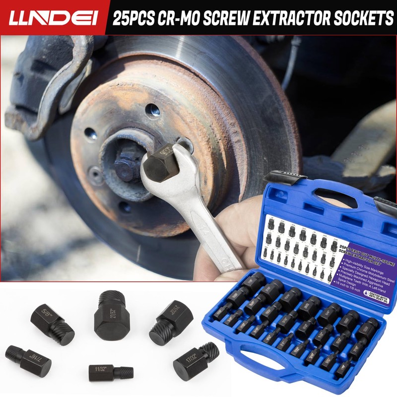 LLNDEI Screw Extractor Set Hex Head Multi-Spline Easy Out Bolt