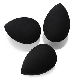 Larbois Makeup Sponges, 3-Pack Blender Beauty Foundation Blending Sponge Set for Dry & Wet Use (Drop Shape, Black)