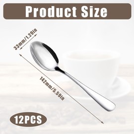 Pack of 12 Coffee Spoons, Tea Spoons, Small Spoons, Cappuccino Spoons for Ice Cream Scoop, Milkshake Scoop, Coffee Shovel and Honey Scoop for Party, Home