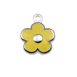 LuckyPet -Tiny- Flower Jewelry Tag - Dog & Cat Tags for The Tinest Pets - Deeply Engraved on The Back Side - Color: Yellow
