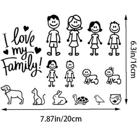 White Car Sticker I Love My Family Car Bling Stickers and Decals Pet Cat Dog Animal Decal for Car Window Phone Notebook Decorative Cars Walls Exterior Accessories