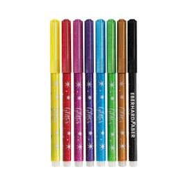 Eberhard Faber Eberhard Faber 551008 - Glitzer Filzstifte Set, 8 Malstifte mit dünner Spitze im Kartonetui