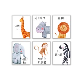 Throwback Traits Safari Nursery Decor - Baby Room Decor Animal Pictures for Nursery, Safari Decor, Baby Wall Decor, Nursery Wall Decor, Nursery Wall Art for Boys and Girls, Set of 6 – 8x10 (Safari)
