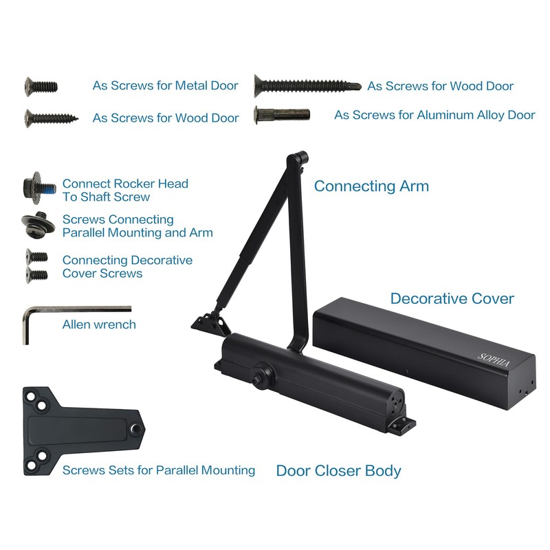 SOPHIA Automatic Self-Closing Door Hinge 2 Pack & Door Closer