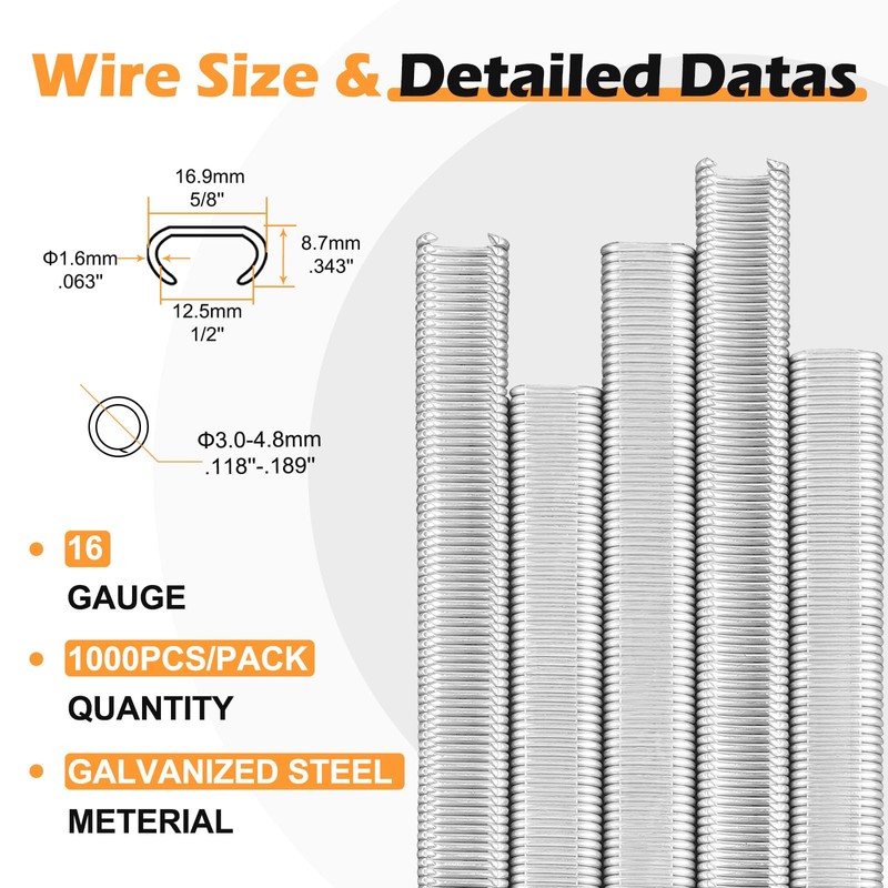 KIMSING SC760 16 Gauge 5/8'' Crown Galvanized C Ring Staples
