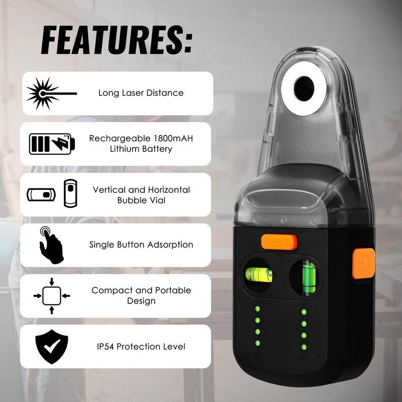 4-in-1 Wall Laser Leveler with Line Laser, Wall Mount Bracket,