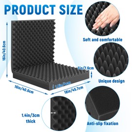 Geiserailie 1 Pcs 32 x 18 x 3 Inches Egg Foam Pad Wheelchair Seat Cushion Backrest to Relieve Back Egg Foam Cushions Wheelchair Accessories for Office Chairs Wheelchairs Recliner Back Chair (Black)