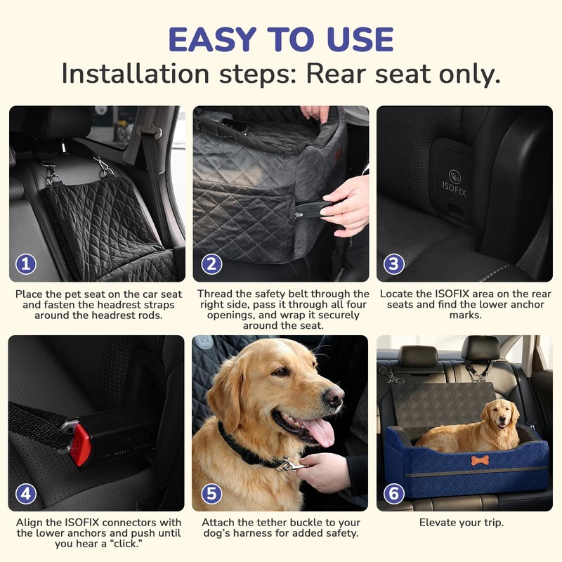 Dog Car Seat for Medium Large Dogs, 4" Elevated Dog