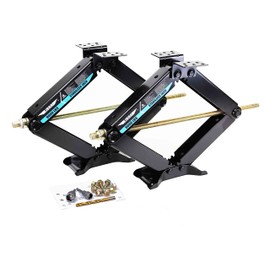 LIBRA 9K lb Heavy Duty 24" RV Trailer Camper Stabilizer Leveling Scissor Jacks w/Dual Power Drill Sockets & Complete Installation Kit, Set 2