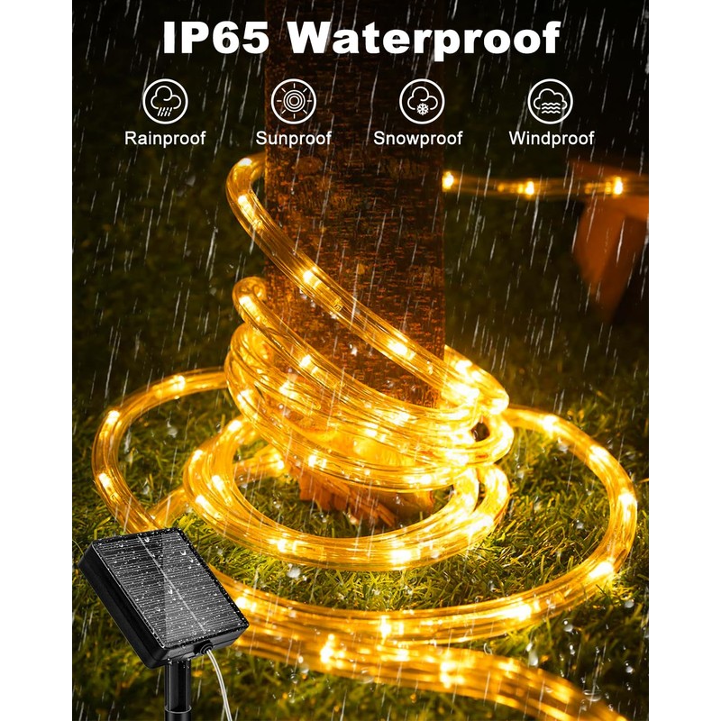 btfarm Solar Rope Lights, 120LED 46FT Solar String Lights Outdoor