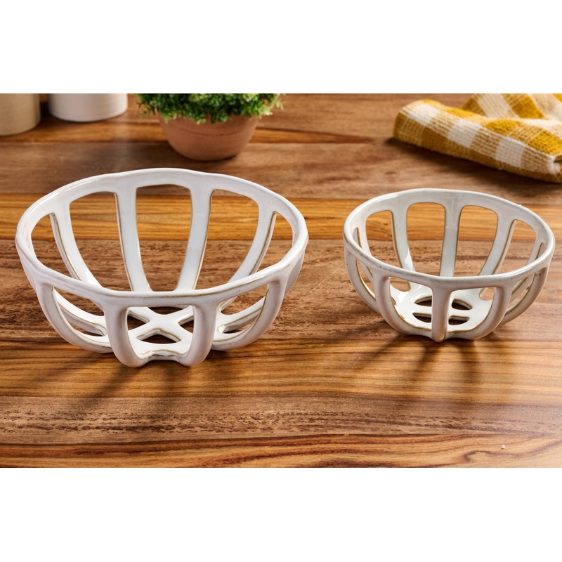 Mud Pie Ceramic Fruit Basket Set, Small 2 1/2" x