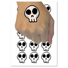 Fun Skull Temporary Tattoo Water Resistant Fake Body Art Set Collection - 15 2" Tattoos (1 Sheet)