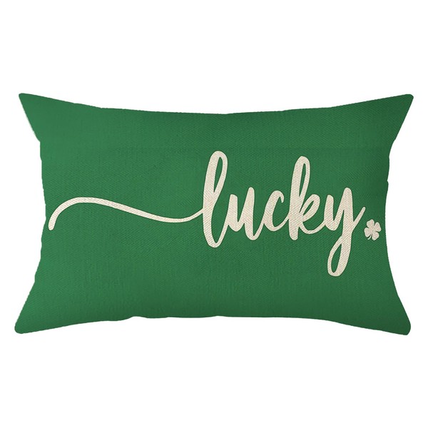 Ogiselestyle St Patricks Day Lucky Green Throw Pillow Cover, 12