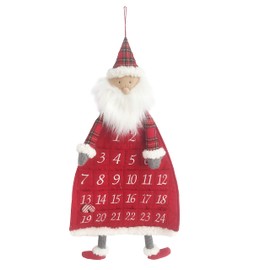 MON AMI Holiday Santa Inspired Plush Advent Countdown to Christmas Calendar, Wall Hanging, Christmas Decor, 26IN