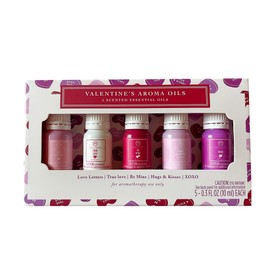 DW Candle Home Gift Set of Valentine's Aroma Oils, 5 Scented Essential Oils - Love Letters. True Love, Be Mine, Hugs & Kisses, and XOXO, Each 0.3 fl oz