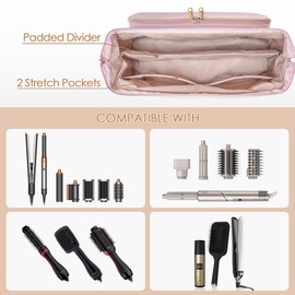 Fasrom Hair Tools Travel Bag with Heat Resistant Mat for Flat Iron, Curling Iron and Hair Straightener, 2 in 1 Hair Dryer Travel Case to Organize Hair Styling Tools, Pink (Patent Design)