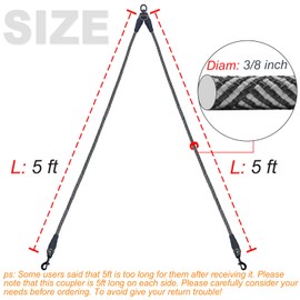 Mycicy 5 FT Double Dog Leash Coupler, Extension Rope for Two Dogs Walking, No Tangle Dual Strong Dog Lead Splitter, for Large Medium Dogs (3/8" X 1.5m -Black)