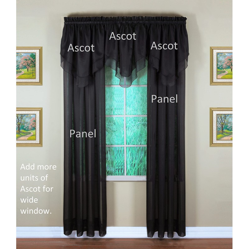 Today's Curtain Emelia Original Voile Ascot 25", Black, 40" W