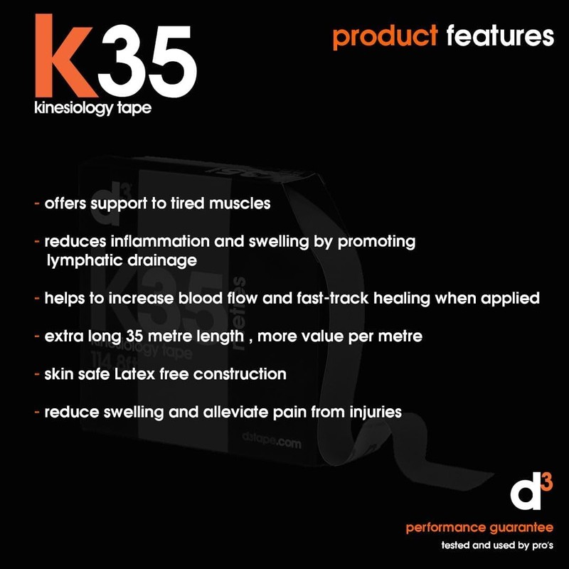 d3 K35 Extra Long Kinesiology Tape 50mm x 35m (White)