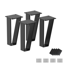 Oprika 5 inch Triangle-Shape Metal Furniture Legs (4pcs) Heavy Duty for Table, Bench, Sofa - Black Metal Mid Century Modern Legs with Screws and Floor Protects Rubbers