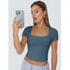 Trendy Queen Womens Square Neck Going Out Crop Tops Short