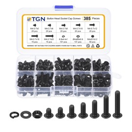 DTGN 382Pcs M4-0.7x5/6/8/10/12/16/20mm Button Head Socket Cap Screws - Carbon Steel Bolt Nut Set Washer Assortment Kit - Good for Road Bicycle, Mountain Bike, Auto