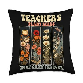 Teacher Shirts Women & Wildflowers Wildflower Shirts Women Teachers Plant Seeds Forever Throw Pillow, 18x18, Multicolor