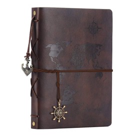 Scrapbook Album,ZEEYUAN Travel Album Leather Photo Album Vintage DIY Memory Photo Book 60 Pages Our Adventure Book Scrape Book