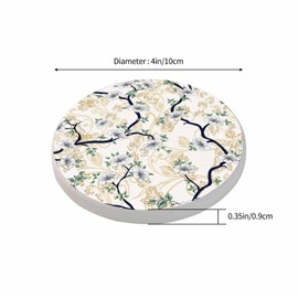 Pznen Elegant Floral Pattern Drink Coaster for Tabletop Protection Japanese Spring Style Fashion Flowers Non-Slip Cups Place Mats Home Decor Diatomite Material for Men Women