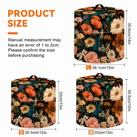 Kitchen Appliance Dust Cover for 6 Quart Pressure Cooker, Air Fryer - Decorative Dust Cover with Top Handle & Storage Pockets (Orange Flowers, 6 Quart)