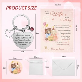 Pletmin Wife Birthday Gifts from Husband Best Birthday Wife Gifts Happy Birthday to My Wife Greeting Cards with Envelope I Love You Keyring Keychain Gifts for Her Wife Present Valentine Card